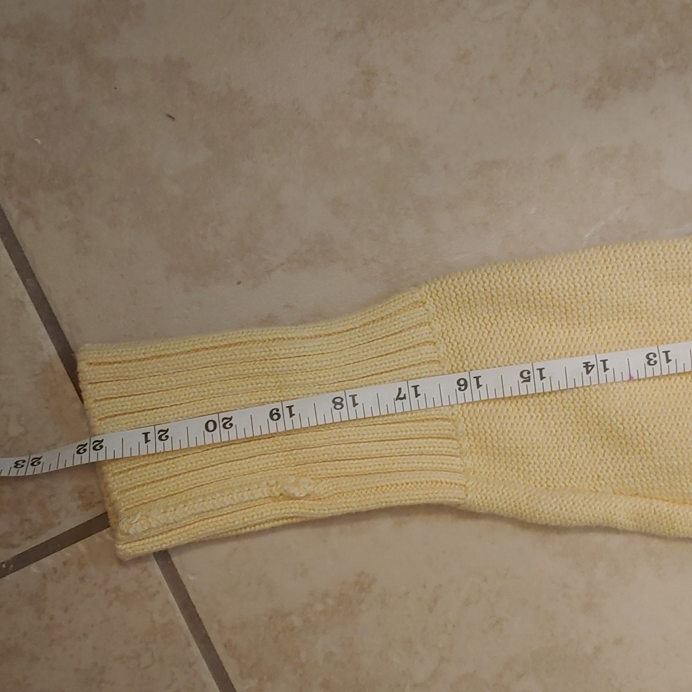 L.L. Bean Yellow Cable Knit Turtleneck Fisherman Sweater Women's Size L - Picture 6 of 7